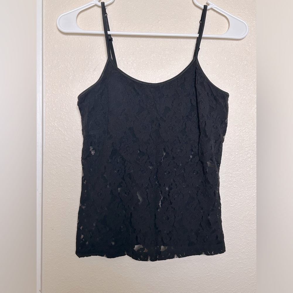 Bali Studio black floral see through printed tank top